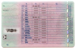 Rückseite eines Führerscheins 